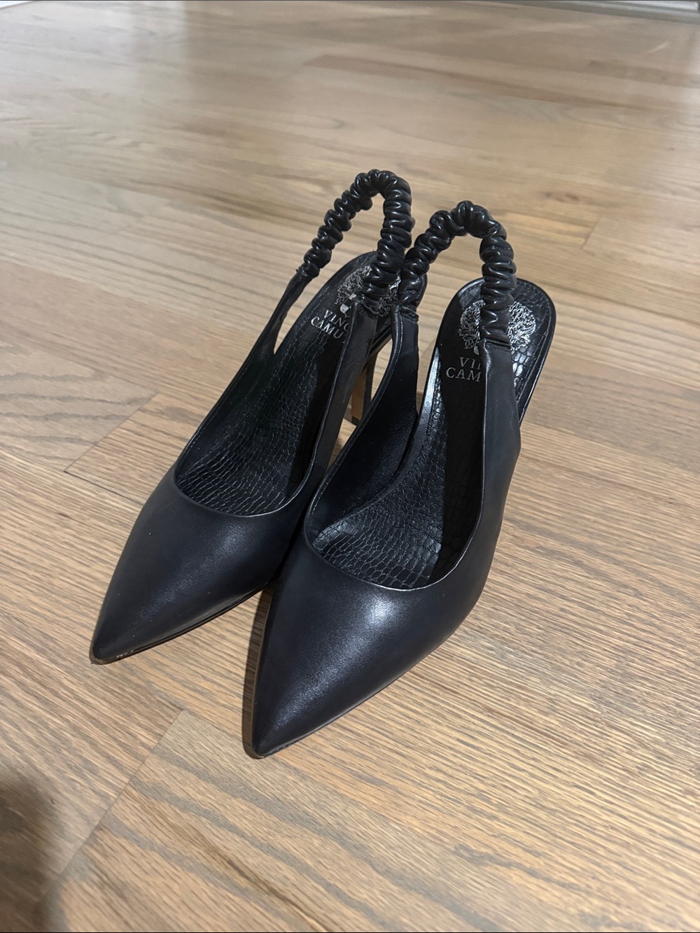 Vince Camuto Black Pointed Toe Slingback Heels 6.5M